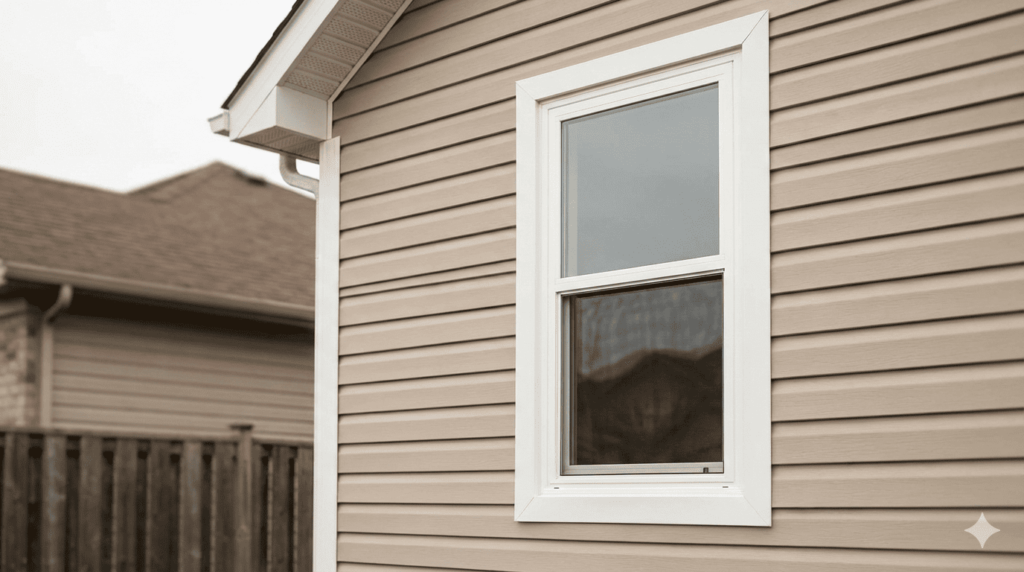 Single hung window on a home exterior